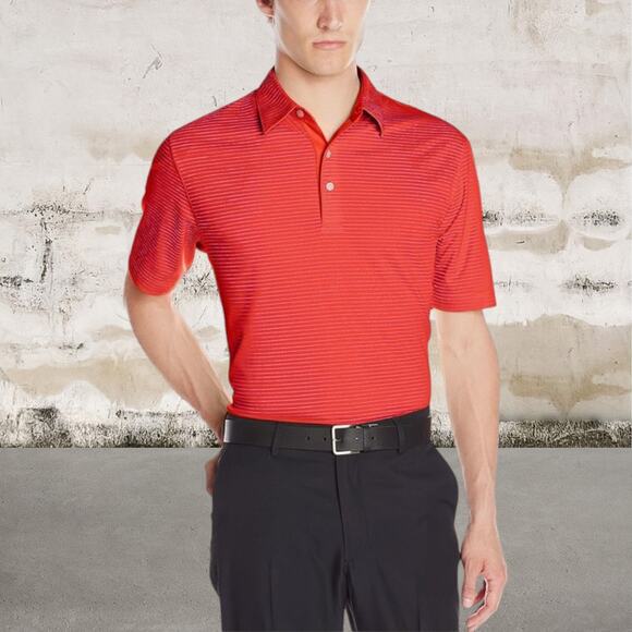 Greg Norman Collection ML75 Stripe Men's Polo Shirt Red Size Large - Picture 1 of 6